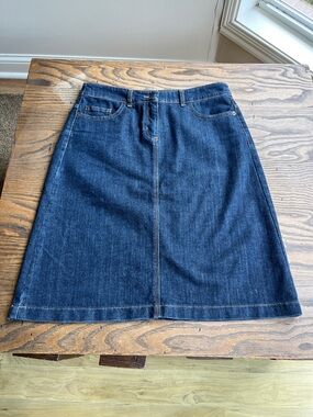 Boden Dark Blue Denim cotton stretch A-Line Skirt size 8